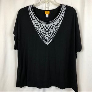 Ruby Rd Woman Knit Top W/White Embellishments, 2X